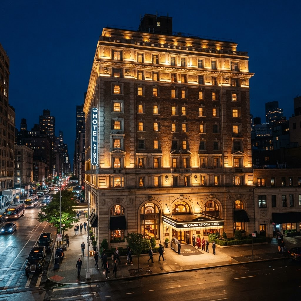 Hotel Sitara Grand building at night